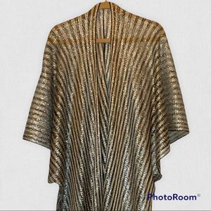 NWT Metallic Gold and Black Striped Kimono Shawl
